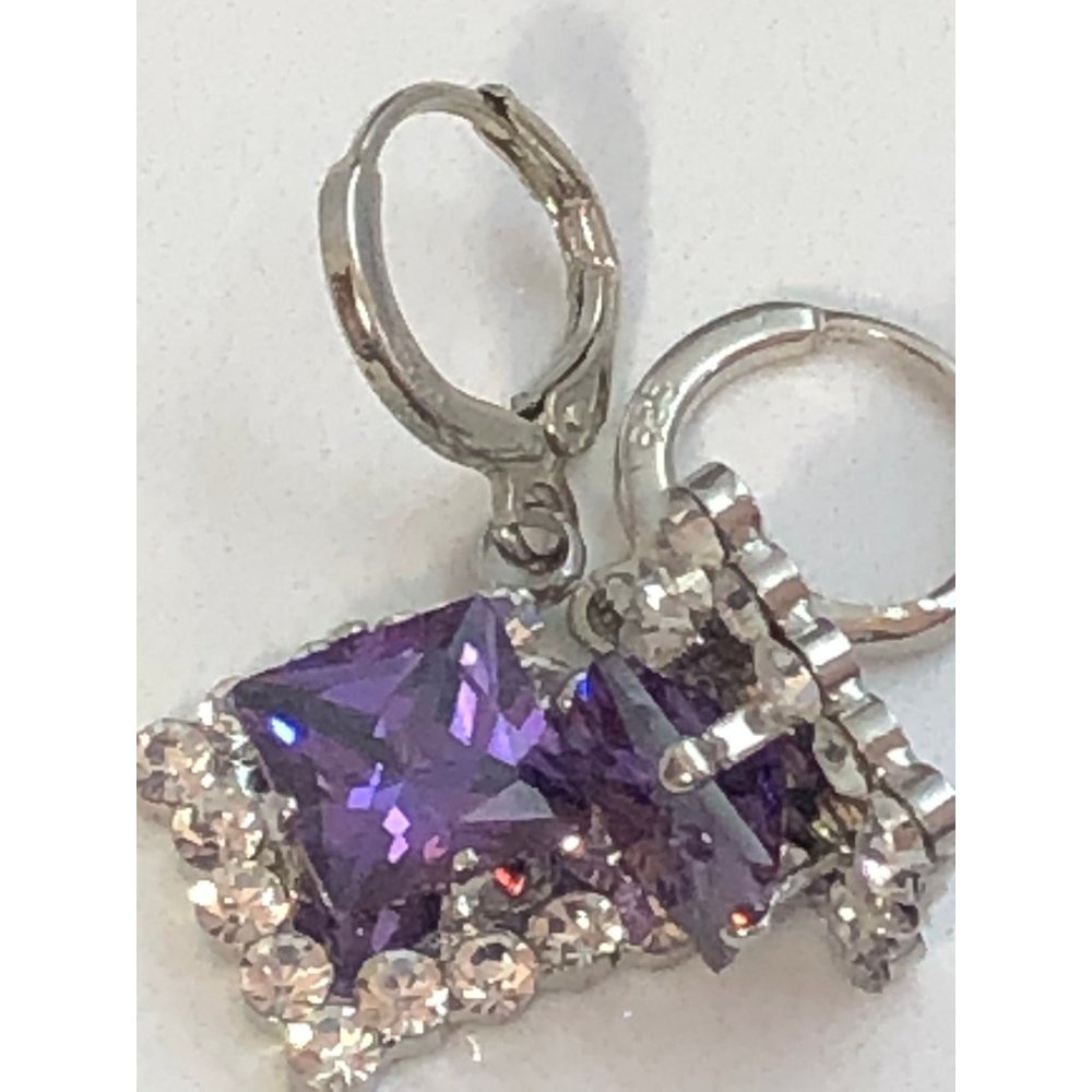 Purple Tourmaline and silver necklace and earring set